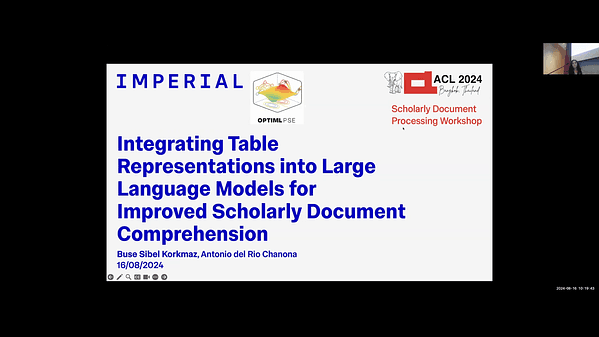 Integrating Table Representations into Large Language Models for Improved Scholarly Document Comprehension