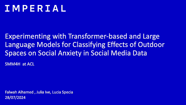 LAMA at SMM4H 2024: Experimenting with Transformer-based and Large Language Models for Classifying Effects of Outdoor Spaces on Social Anxiety in Social Media Data