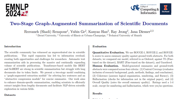 Two-Stage Graph-Augmented Summarization for Scientific Documents