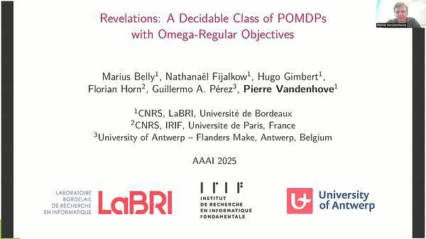 Revelations: A Decidable Class of POMDPs with Omega-Regular Objectives
