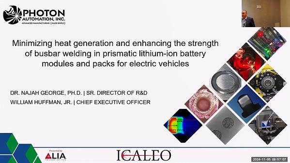 Minimizing Heat Generation and Enhancing the Strength of Busbar Welding in Prismatic Lithium-ion Battery Modules and Packs for Electric Vehicles