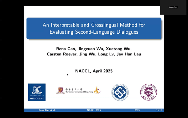 An Interpretable and Crosslingual Method for Evaluating Second-Language Dialogues