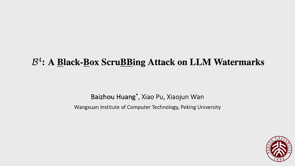 B4 : A Black-Box Scrubbing Attack on LLM Watermarks