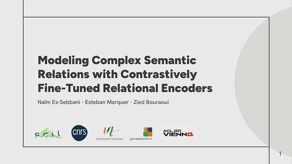Modelling Complex Semantics Relation with Contrastively Fine-Tuned Relational Encoders