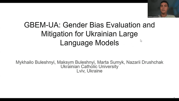 GBEM-UA: Gender Bias Evaluation and Mitigation for Ukrainian Large Language Models
