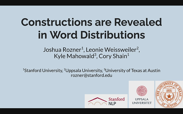 Constructions are Revealed in Word Distributions