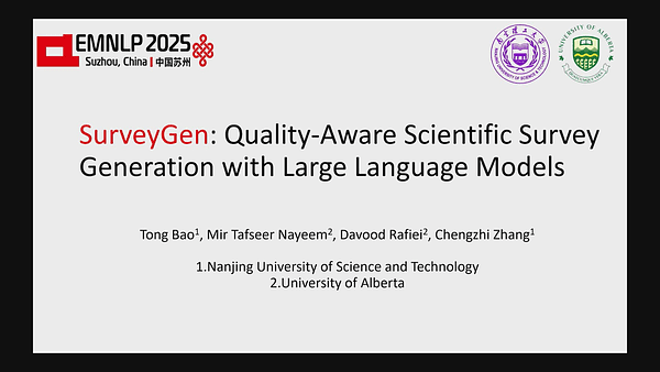 SurveyGen: Quality-Aware Scientific Survey Generation with Large Language Models
