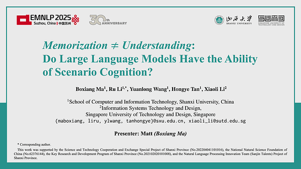 Memorization neq Understanding: Do Large Language Models Have the Ability of Scenario Cognition?