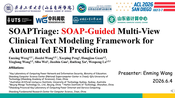 SOAPTriage: SOAP-Guided Multi-View Clinical Text Modeling Framework for Automated ESI Prediction