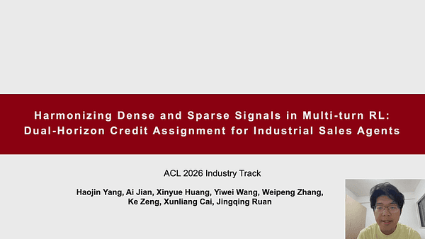 Harmonizing Dense and Sparse Signals in Multi-turn RL: Dual-Horizon Credit Assignment for Industrial Sales Agents