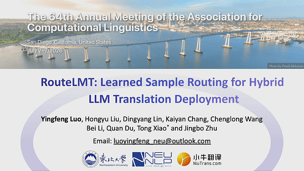 RouteLMT: Learned Sample Routing for Hybrid LLM Translation Deployment