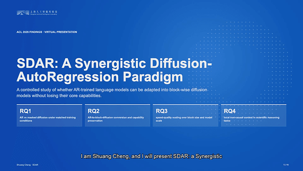 SDAR: A Synergistic Diffusion-AutoRegression Paradigm for Scalable Sequence Generation