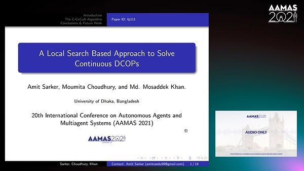 A Local Search Based Approach to Solve Continuous DCOPs