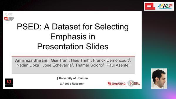 PSED: A Dataset for Selecting Emphasis in Presentation Slides