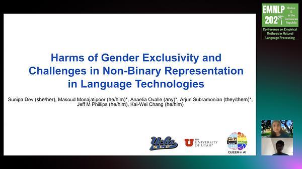 Harms of Gender Exclusivity and Challenges in Non-Binary Representation in Language Technologies