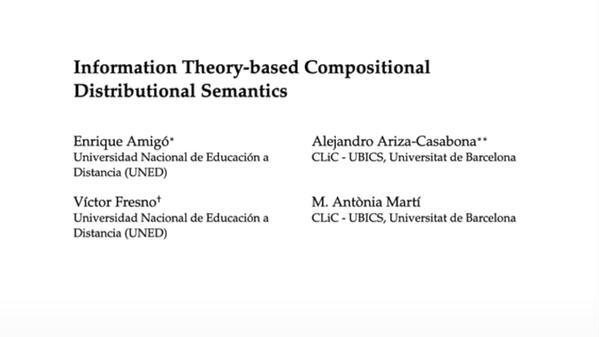Information Theory-based Compositional Distributional Semantics
