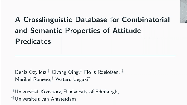 A Crosslinguistic Database for Combinatorial and Semantic Properties of Attitude Predicates