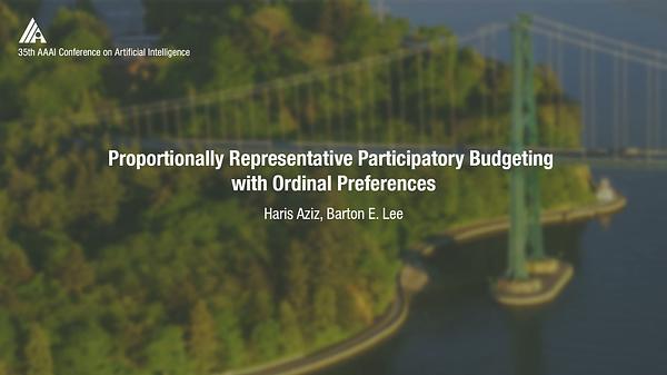 Proportionally Representative Participatory Budgeting with Ordinal Preferences