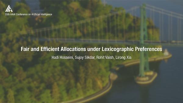 Fair and Efficient Allocations under Lexicographic Preferences