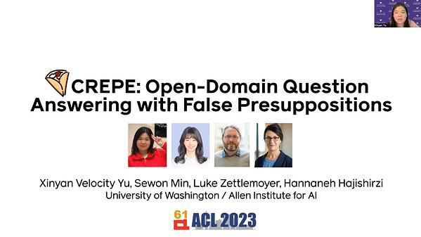 CREPE: Open-Domain Question Answering with False Presuppositions