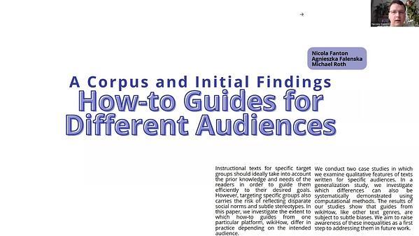 How-to Guides for Specific Audiences: A Corpus and Initial Findings