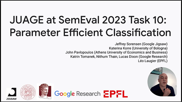 JUAGE at SemEval 2023 Task 10: Parameter Efficient Classification