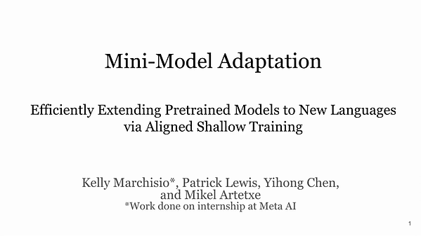 Mini-Model Adaptation: Efficiently Extending Pretrained Models to New Languages via Aligned Shallow Training