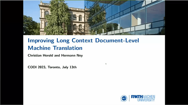 Improving Long Context Document-Level Machine Translation