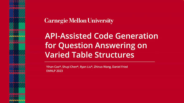 API-Assisted Code Generation for Question Answering on Varied Table Structures