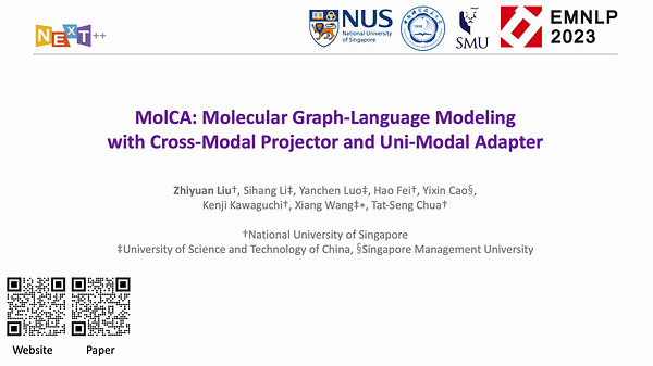 MolCA: Molecular Graph-Language Modeling with Cross-Modal Projector and Uni-Modal Adapter