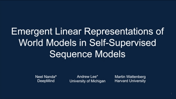 Emergent Linear Representations in World Models of Self-Supervised Sequence Models