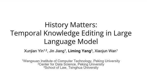History Matters: Temporal Knowledge Editing in Large Language Model