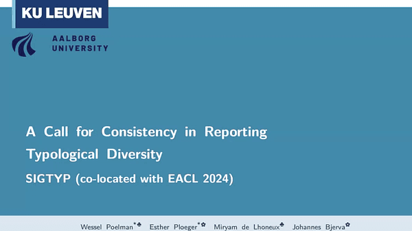 A Call for Consistency in Reporting Typological Diversity