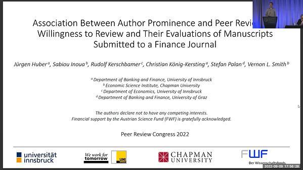 Association Between Author Prominence and Peer Reviewers' Willingness to Review and Their Evaluations of Manuscripts Submitted to a Finance Journal